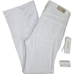 AG Adriano Goldschmied White Farrah Boot Crop Ankle Mid-Rise Jeans